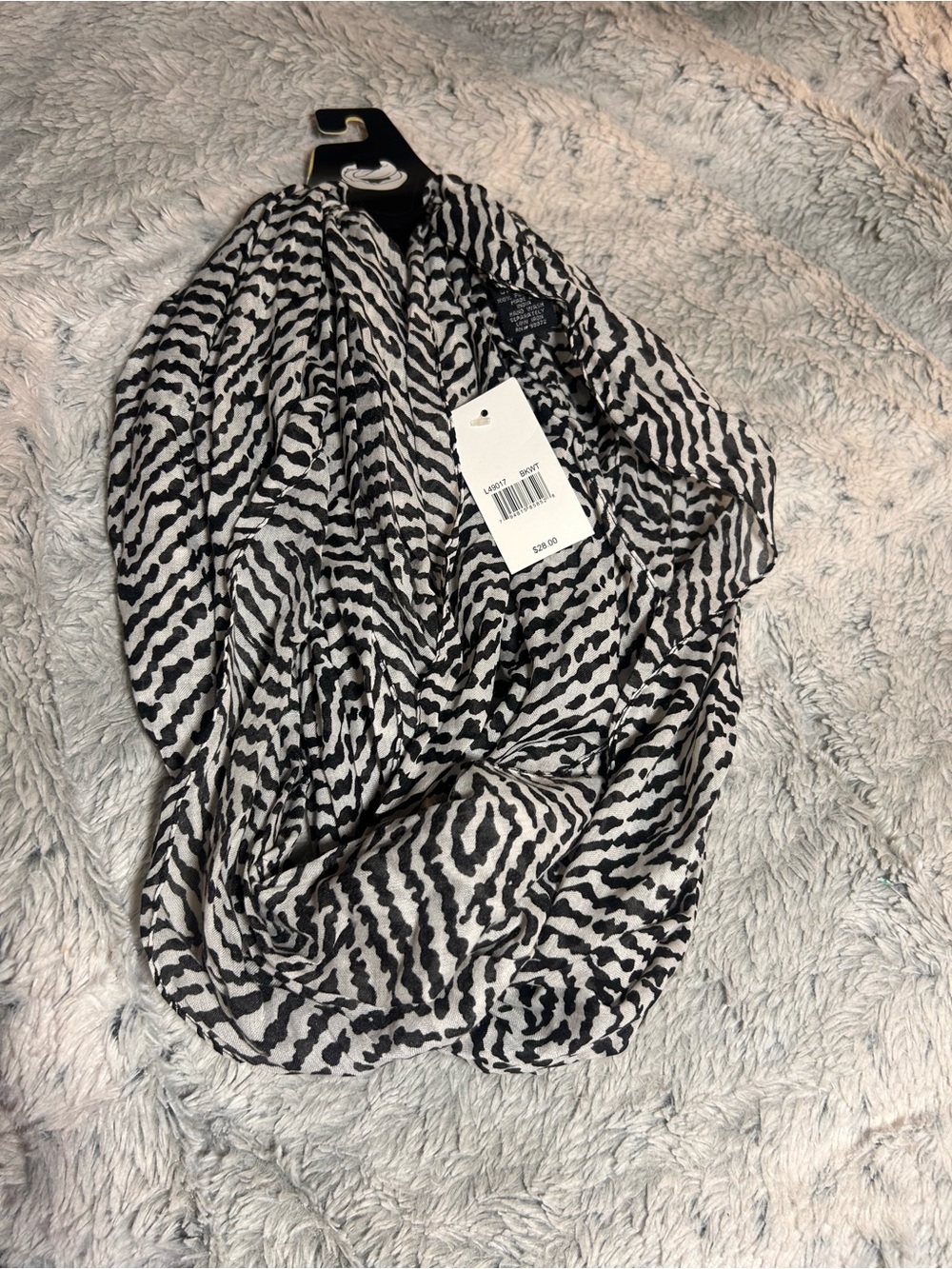 Infinity Black & White Animal Print Infinity Scarf -